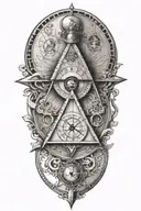 square and compass  with the 7 hermetic principles and the golden ratio incorporated  tattoo design idea