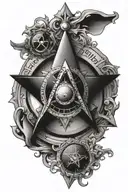 square and compass surrounded by the hermetic principles  tattoo design idea