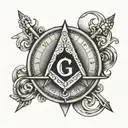 square and compass inside a circle tattoo design idea