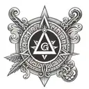 square and compass inside a circle tattoo design idea