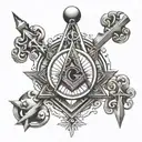 masonic square and compass and the seven hermetic principles  tattoo design idea