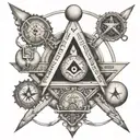 masonic square and compass and the seven hermetic principles  tattoo design idea