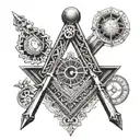 masonic square and compass and the seven hermetic principles  tattoo design idea