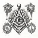 masonic square and compass and the seven hermetic principles  tattoo design idea