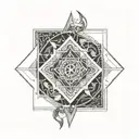 square and compasses  and the seven hermetic principles in a circle tattoo design idea