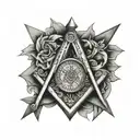 square and compasses, no back side tattoo design idea