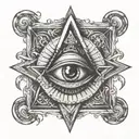 square and compass with eye with the 7 hermetic principles tattoo design idea