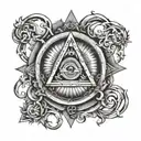 square and compasses  and the seven hermetic principles in a circle tattoo design idea