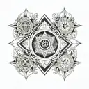 square and compass with the 7 hermetic principles  tattoo design idea