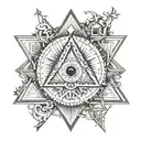 square and compass with the 7 hermetic principles  tattoo design idea