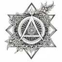 square and compass with the 7 hermetic principles  tattoo design idea