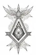 square and compasses and the 7 hermetic principles tattoo design idea