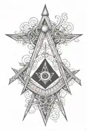 square and compasses and the 7 hermetic principles tattoo design idea