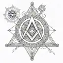 square and compass with the 7 hermetic principles  tattoo design idea