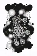 the 7 hermetic principles in a circle inside tattoo design idea