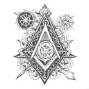 square and compass tattoo design idea