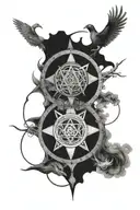 the 7 hermetic principles in a circle inside tattoo design idea