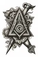 masonic Square And Compass With The 7 Hermetic Principles tattoo design idea