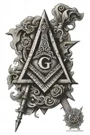 masonic Square And Compass With The 7 Hermetic Principles tattoo design idea