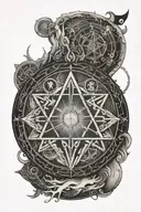 the 7 hermetic principles in a circle tattoo design idea