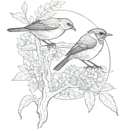 robin and badger framing a nature scene tattoo design idea