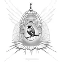  IT should start with a closed Off birdcage, old Style. In this cage there should be a pair of torn Out Angle Wings with tattoo design idea