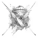 bird Cage with torn out Angle Wings trapped INSIDE blood and feathers falling fromm them blood on the bottom tattoo design idea