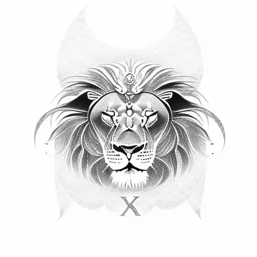 eye of Horus, lion, Roman numerals 04021998 tattoo design idea