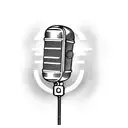 A microphone with sound waves representing my radio announcing career tattoo design idea