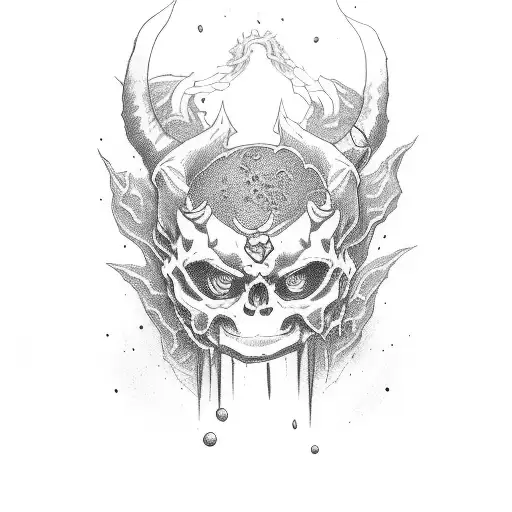 child fight with demons tattoo design idea