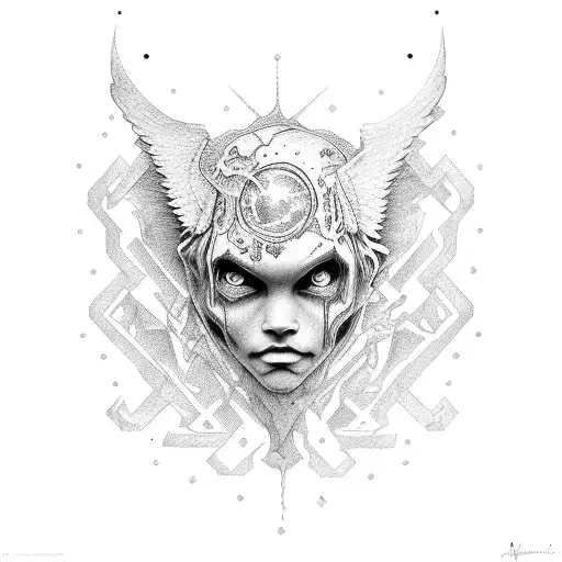 child escaped from demons tattoo design idea