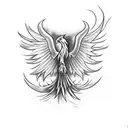 phoenix with fire resurrected  tattoo design idea