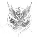 phoenix with fire resurrected  tattoo design idea