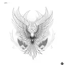 phoenix with fire resurrected  tattoo design idea