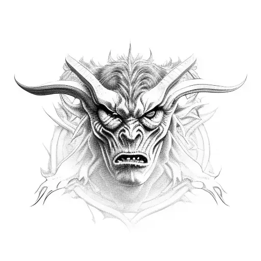 A film reel morphing into a devil in a black-grey style tattoo design idea
