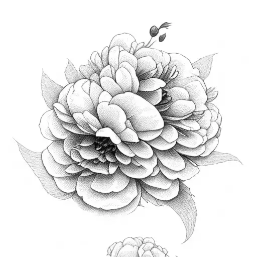  five little flowers peonies together  tattoo design idea