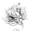  five little flowers peonies together  tattoo design idea