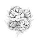  five little flowers peonies together  tattoo design idea