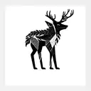 stag Wolf patchwork nature sleeve tattoo design idea