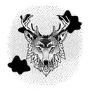 stag Wolf patchwork nature sleeve tattoo design idea