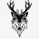 stag Wolf patchwork nature sleeve tattoo design idea