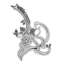 eowyn sword with flowers and vines tattoo design idea