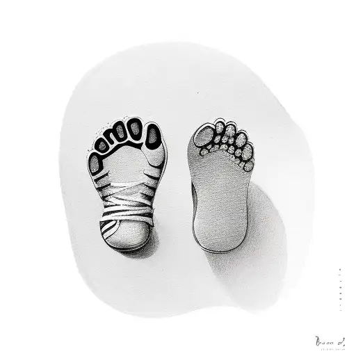 baby footprint with date tattoo design idea