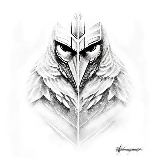 ezio auditore face with an eagle and assissins creed simbol tattoo design idea