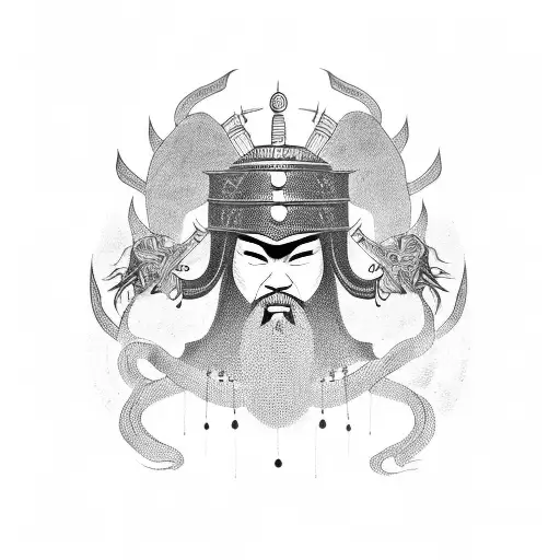 mongolian warrior  tattoo design idea
