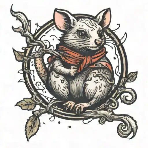 possum casting spells witchcraft inspired tattoo tattoo design idea