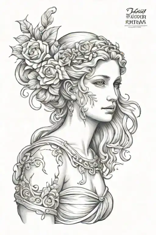 full body Aphrodite realistic beautiful girl shoulder tattoo tattoo design idea