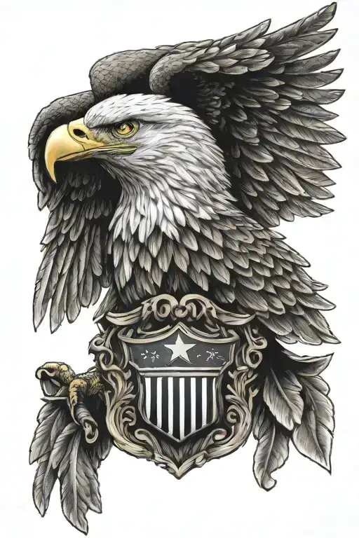 Eagle with american shield on the eagle's chest tattoo tattoo design idea