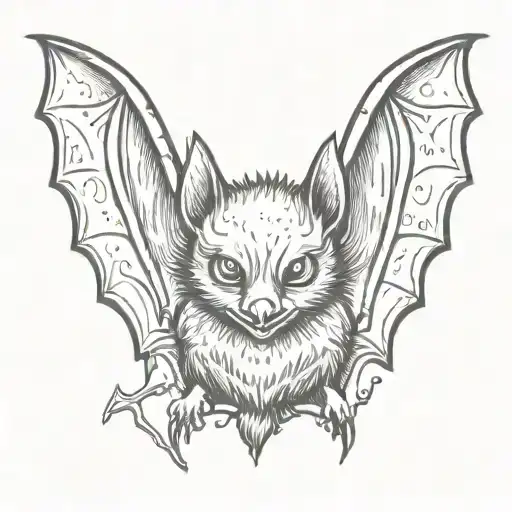 cute bat tattoo design idea
