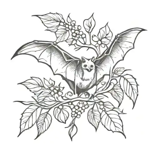 fruit bat tattoo design idea